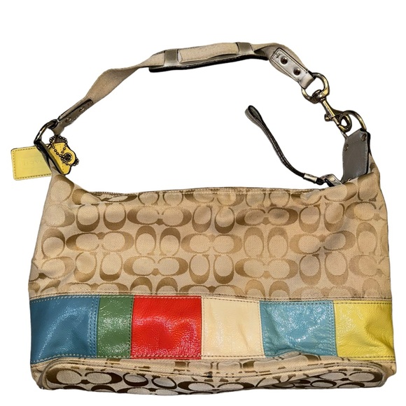 Coach Gallery Signature Hobo Multi Color Stripe F17428 Purse - Picture 2 of 7